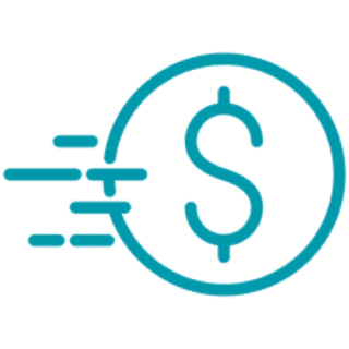 Fast-moving dollar sign on black background.
